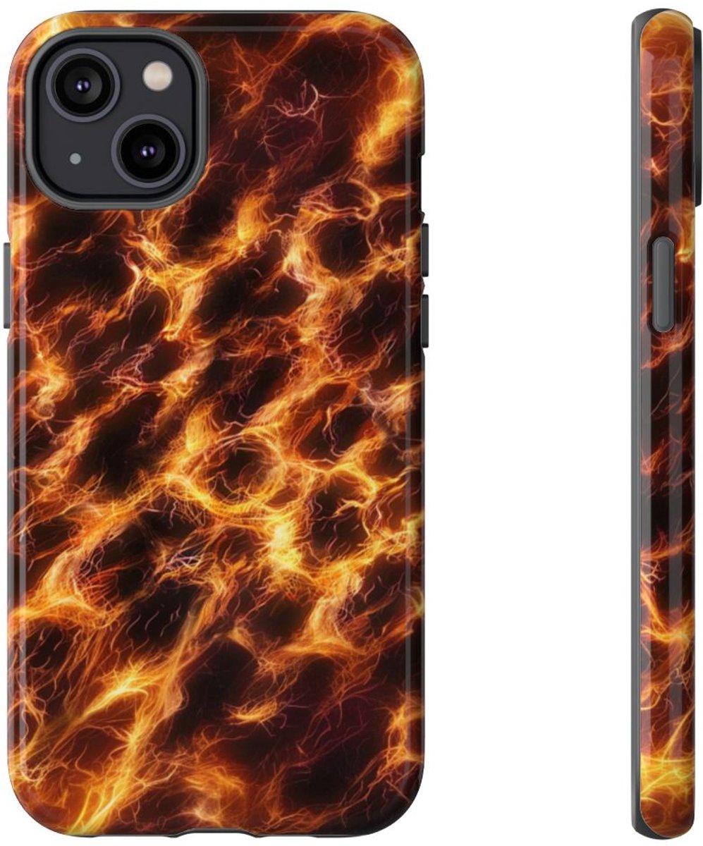 Gloeiende Vezelstructuur met Vurige Lijnen – Telefoonhoesje Geschikt voor iPhone 14 Plus