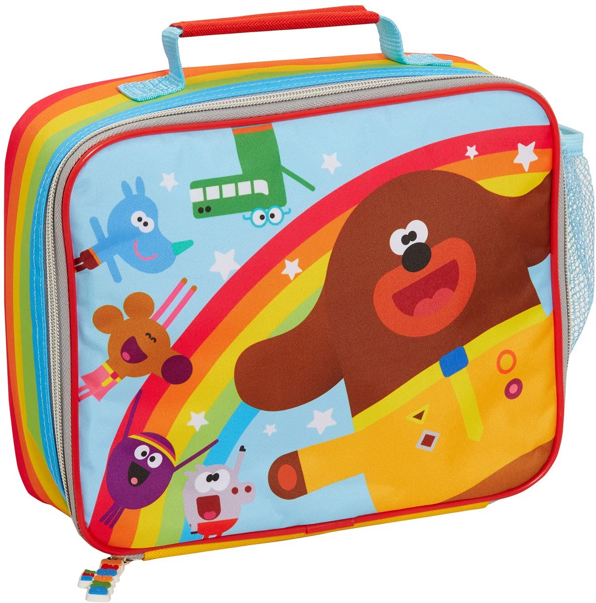 Hey Duggee Kids Lunch Bag, Squirrel Club Rainbow Lunch Box, Geïsoleerde lunchtas voor schoolreizen met bekerhouder, blauw, één maat, lunchbox