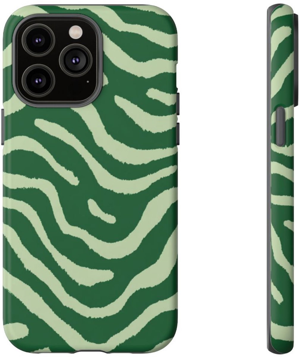 Groen Golvend Strepenpatroon – Telefoonhoesje Geschikt voor iPhone 14 Pro Max