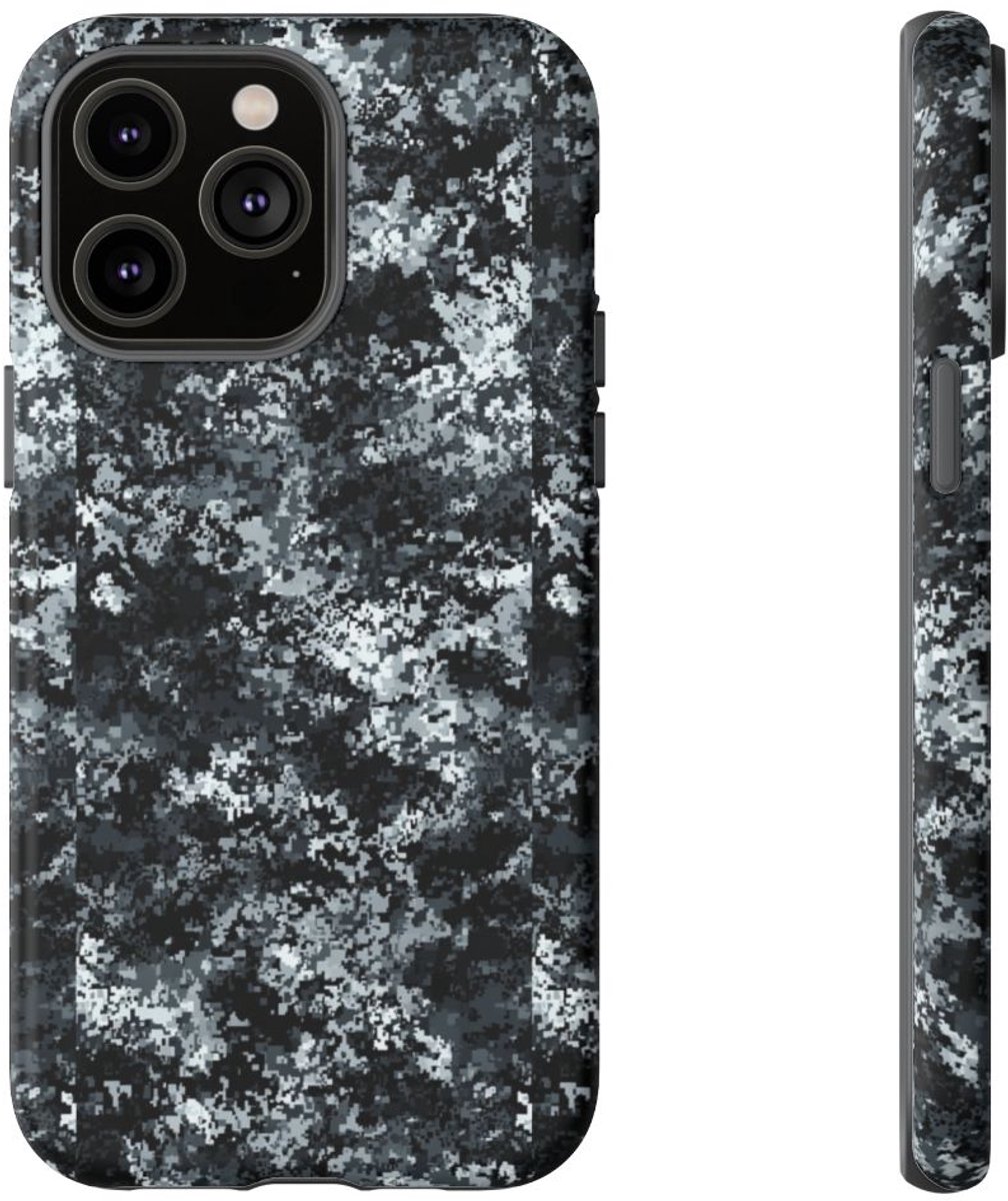 Digitale Grijze Camouflage – Mat Hoesje Geschikt voor iPhone 14 Pro Max