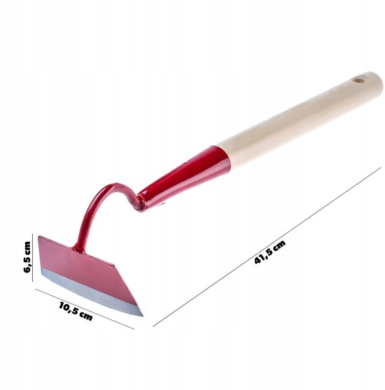 KADAX Hak met metalen kop, tuinhak met steel van hout, trekhaak voor het verwijderen van onkruid, onkruid, tuinaccessoires voor het wieden (trapeziumvorm, kort, rood) van Merkloos	 — afbeelding 5