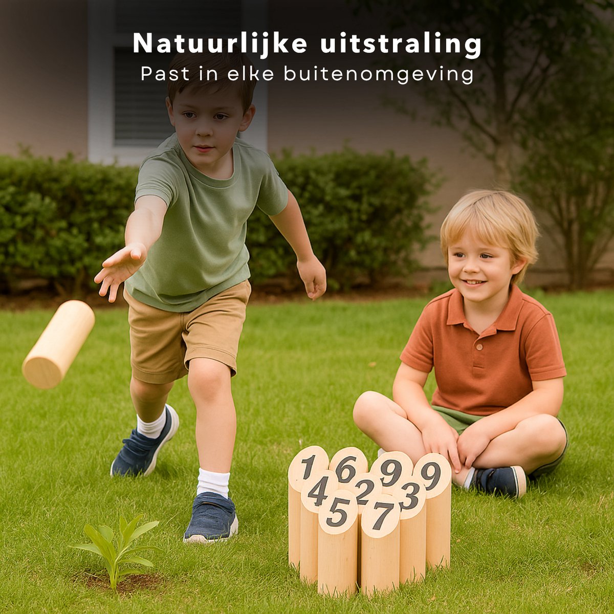 Cheqo® Houten Werp Spel - Kubb Spel - Fins Werpspel - 13-Delig Werpspel - Voor Tuin en Park - Massief Hout — afbeelding 6