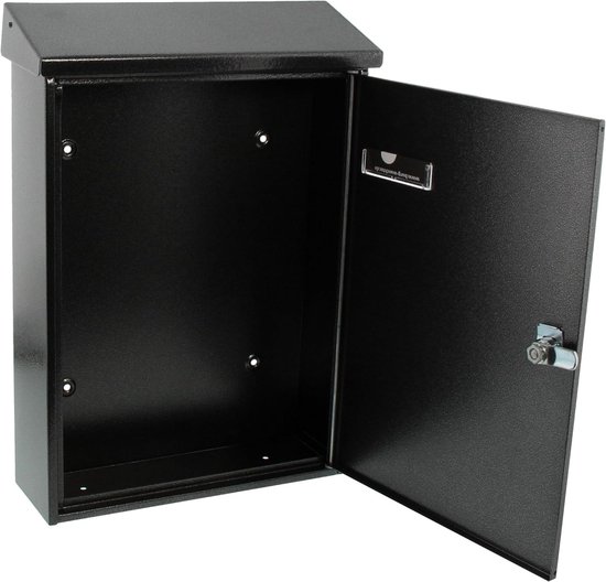 Brievenbus, zwart met cijferslot, weerbestendige wandbrievenbus van staal, regenafstotend voor buiten, 32 x 21,7 x 8,4 cm