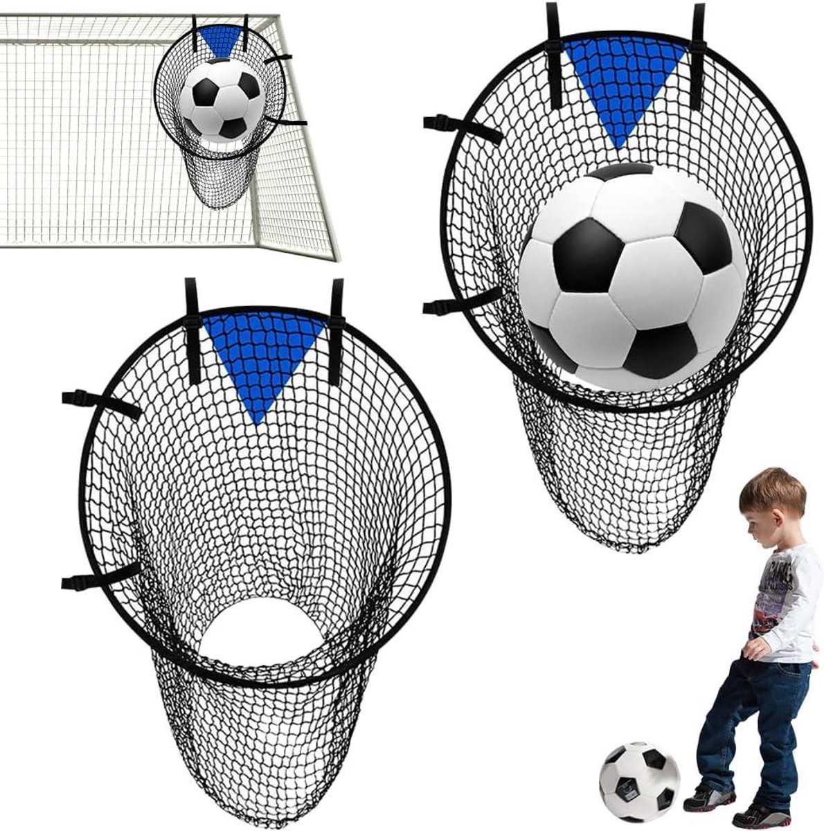 Allecto Plus - Voetbaldoelnet 2 stuks | 45 x 60 cm | Nylonweefsel | Voor schietnauwkeurigheid | Trainingsaccessoire voor kinderen en volwassenen | Zwart