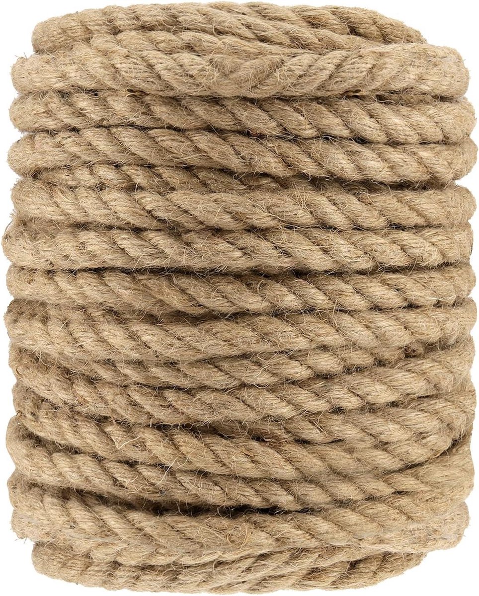 12 mm gedraaid natuurlijk jute touw 50 m voor tuinieren en decoratie in de tuin.