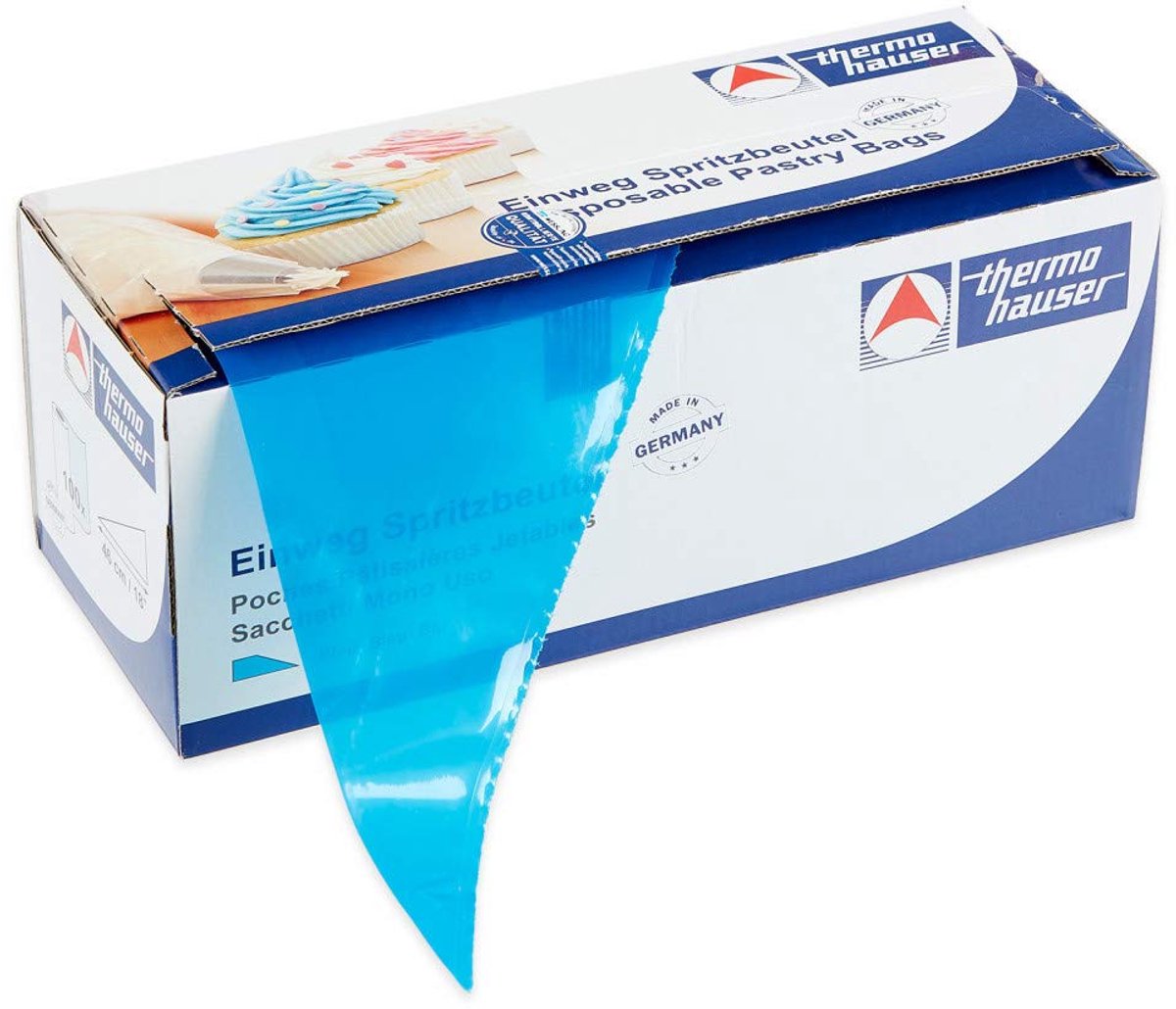 Thermohauser wegwerpspuitzakken (kunststof PE), Maximum Grip blauw, 100 stuks, 46,0 x 23,0 x 0,0075 cm
