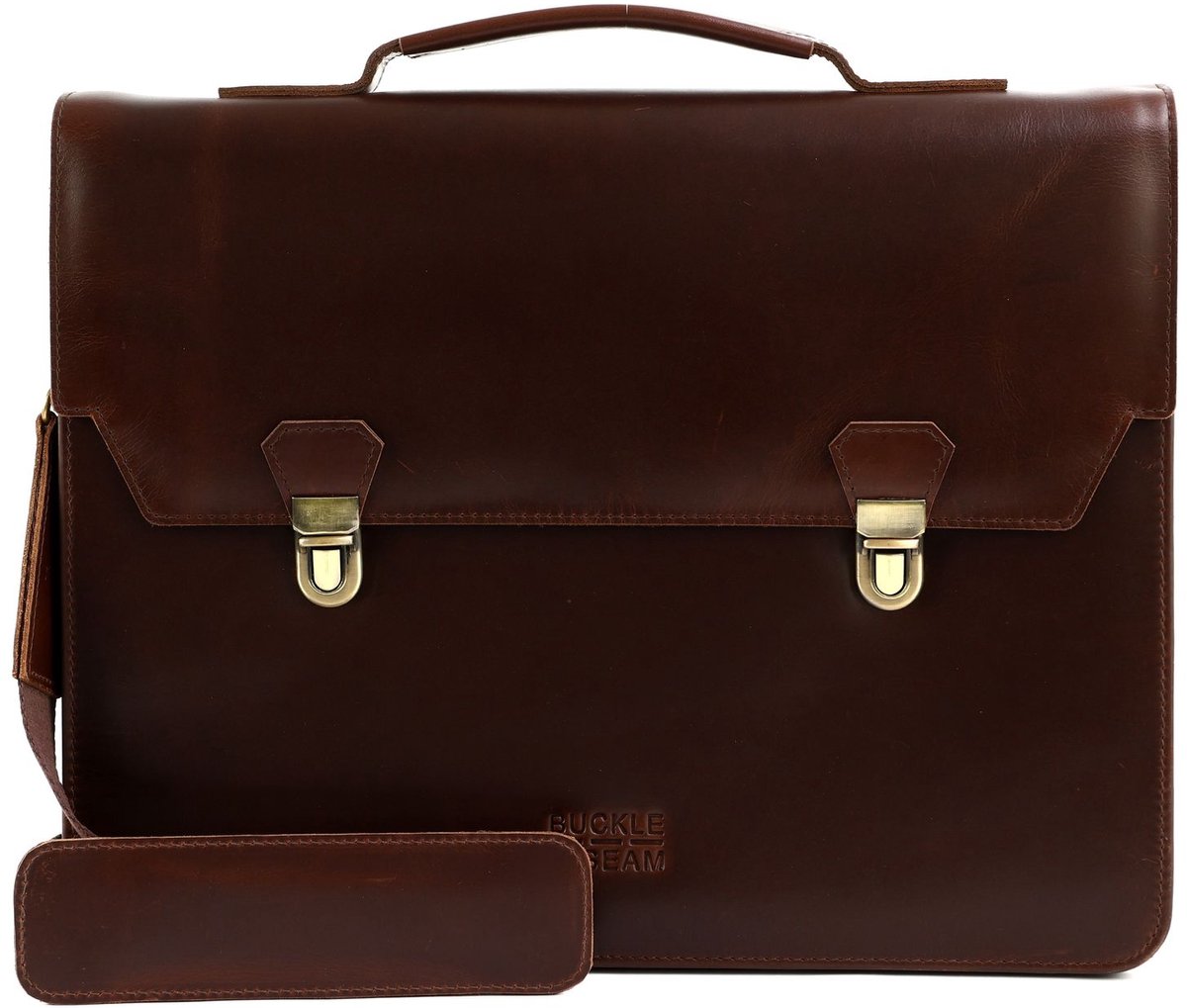 BUCKLE & SEAM afzonderlijke gevallen laptoptas met laptopvak Notes Briefcase Brown / Blu bruine
