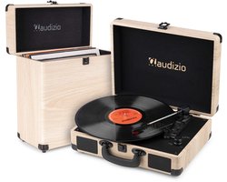 Retro platenspeler met platenkoffer - Audizio RP116LW - Platenspeler Bluetooth - Met speakers - Houtlook