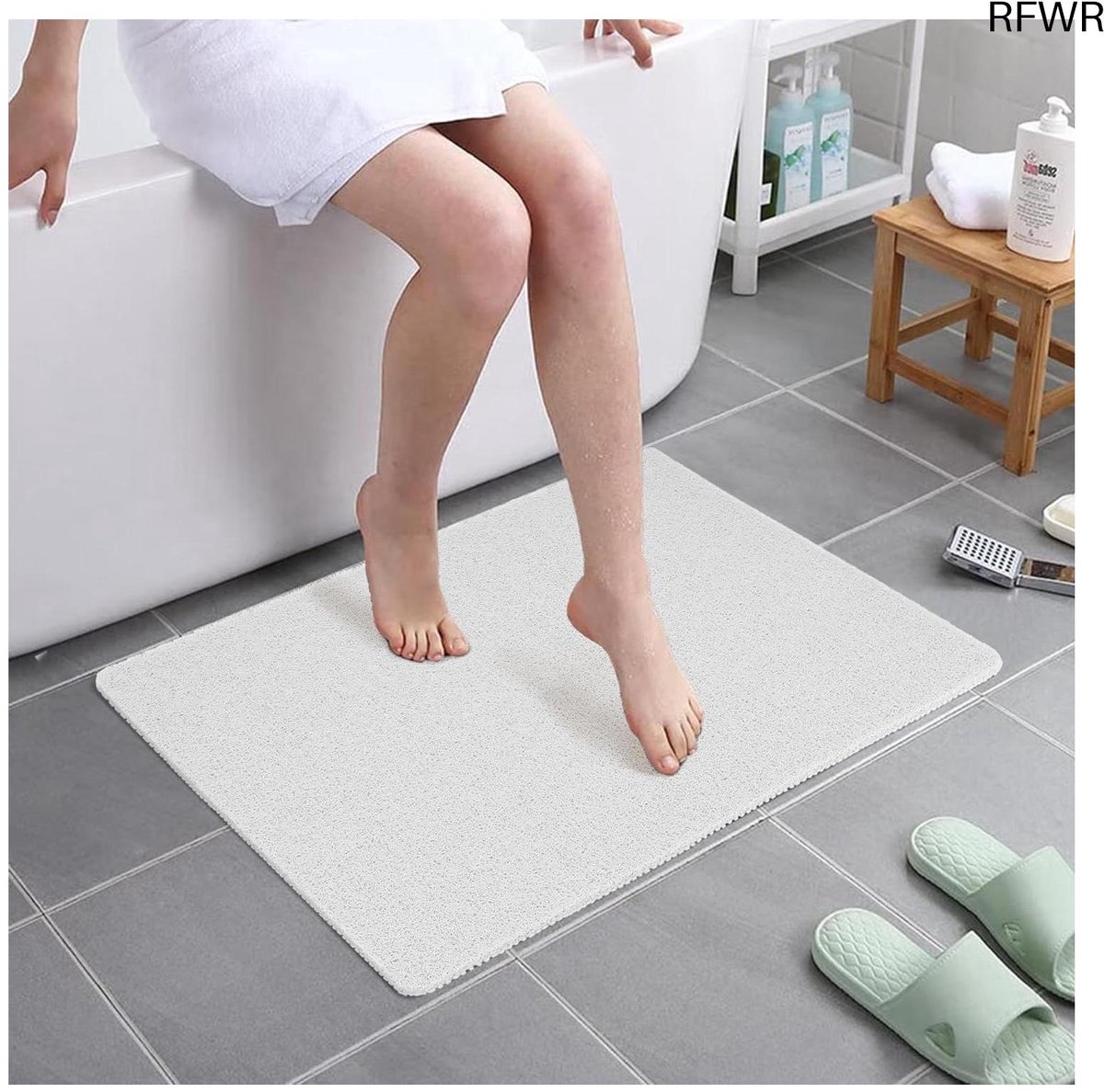 RFWR® Antislip Douchemat 60 x 80 cm - Zachte PVC Badmat met Afvoer voor Sneldrogen