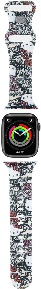 Hello - Kitty - siliconen tags Graffiti band voor Apple Watch 38/40/41 mm - beige