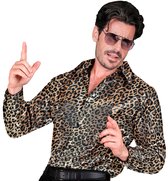 Widmann - Pooier Kostuum - Mega Foute Luipaard Pooier Overhemd Pailletten Man - Bruin - Large / XL - Carnavalskleding - Verkleedkleding