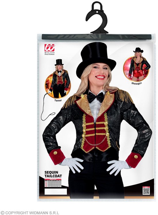 Widmann - Costume de cirque - Robe à paillettes pour danseuse Shirley Woman - Rouge, Zwart - Large - Déguisements - Déguisements