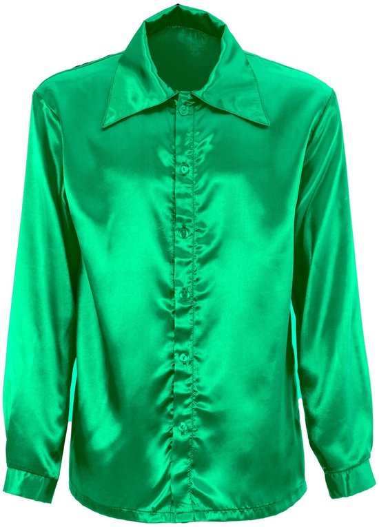 Chemise Disco Années 70 Satin Vert - Homme | S