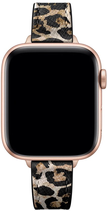 Bracelet adapté au bracelet Apple Watch, bracelet en cuir (léopard) - Pour les modèles : 38 - 40 - 41 mm Incl. Chargeur adapté pour Apple Watch 1/2/3/4/5/6/7/8/9/ Ultra - Câble de charge - Câble