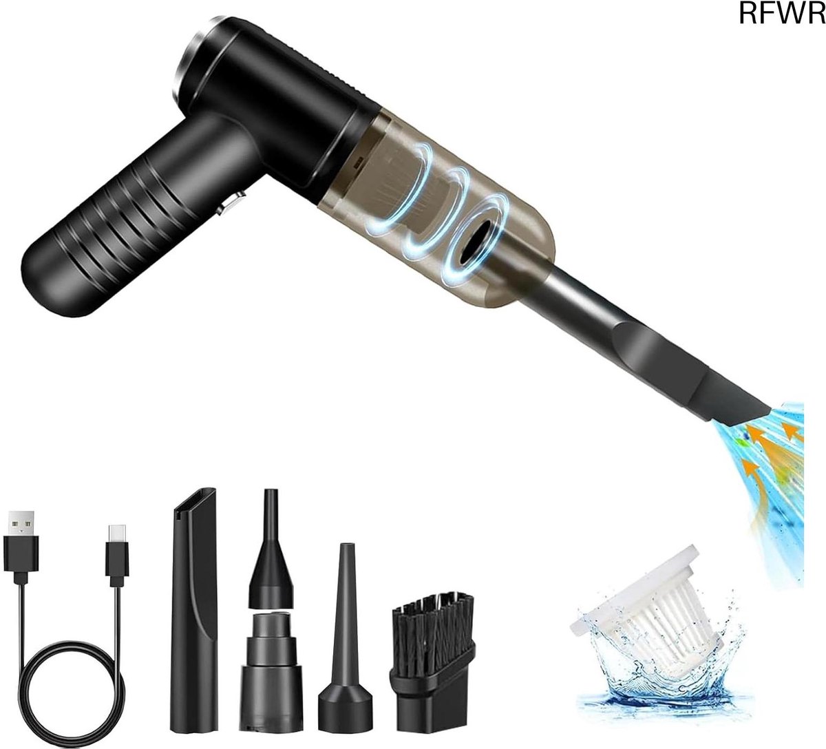 RFWR® Draadloze Handstofzuiger 10.000 Pa - 3-in-1 Mini Accustofzuiger voor Auto en Thuis