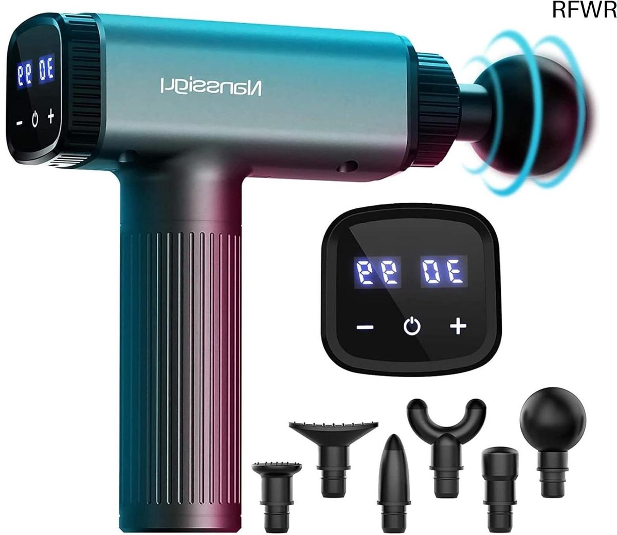 RFWR® Massagepistool voor spierpijnverlichting met 30 snelheden en 6 massagekoppen
