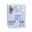 De Catit Pixi fontein combo pack in blauw met een kat die uit de waterbak drinkt.