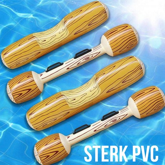 Jeu de piscine Opblaasbaar en forme de tronc d'arbre, 4 pièces - Jeu de piscine - Jouets de plage et de mer - Plaisirs aquatiques - Vacances - Jusqu'à 80 kg - 4 pièces