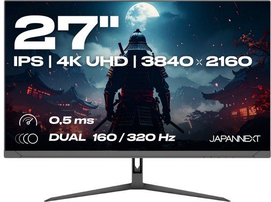 JAPANNEXT Gaming Monitor 27" Dual Mode 160Hz/4K (3840x2160) & 320Hz/FHD (1920x1080) 0.5ms | JN-IPS27G1632UF
