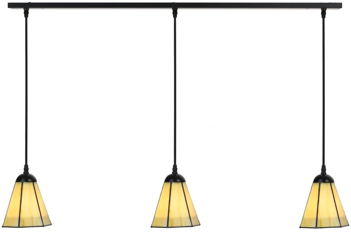 Coloured by Art 3 x Tiffany Narcissus lampen aan plafondbalk - Art Deco Trade Geel