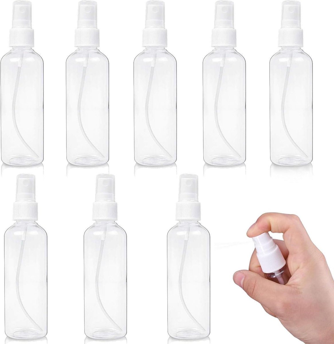 Image of 8 stuks transparante lege spuitflessen - 50 ml - fijne nevel - voor cosmetica en reizen