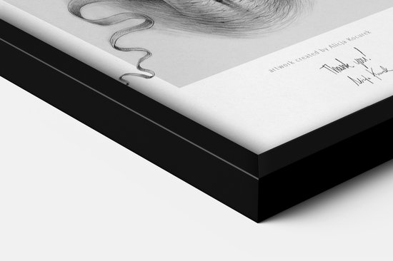 Cadre photo Tulup - Cadre interchangeable Zwart - Cadre pour affiche 60x80 cm - Cadre dessin enfant - Cadre photo mural + Poster crayonné « Aventure » ​​offert