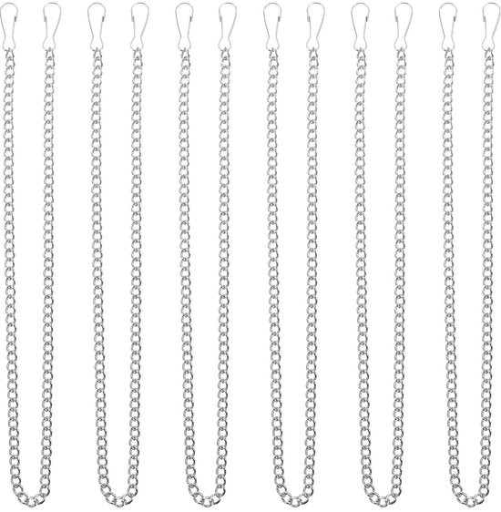 ZHIQIN 8 stuks bloemenhangers, kettingen, 50 cm, kettingen om op te hangen, zwarte haken, metalen ketting, bloempotketting om op te hangen, voor bloemenhanger, windgongen, vogelhuisje, lantaarns