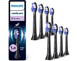 Product afbeelding van Philips Sonicare Optimal Sensitive - Opzetborstels - Zwart - 8 stuks - HX6054/88