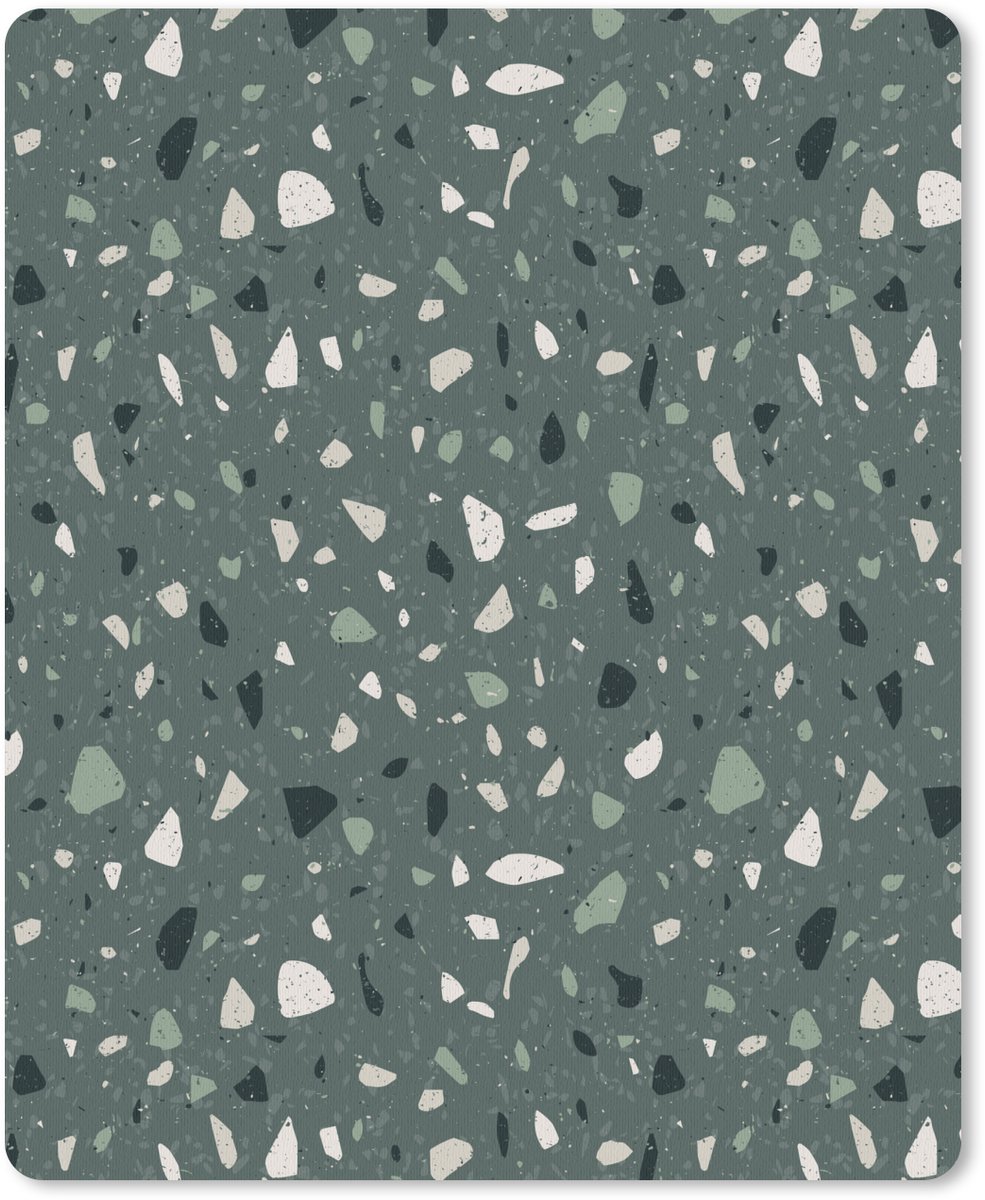 Muismat 19x23 cm - Mousepad Terrazzo - Patroon - Kleurrijk - Groen - Muismatten