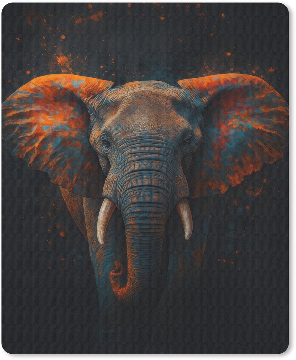 Muismat 19x23 cm - Mousepad Olifant - Oranje - Oren - Muismatten