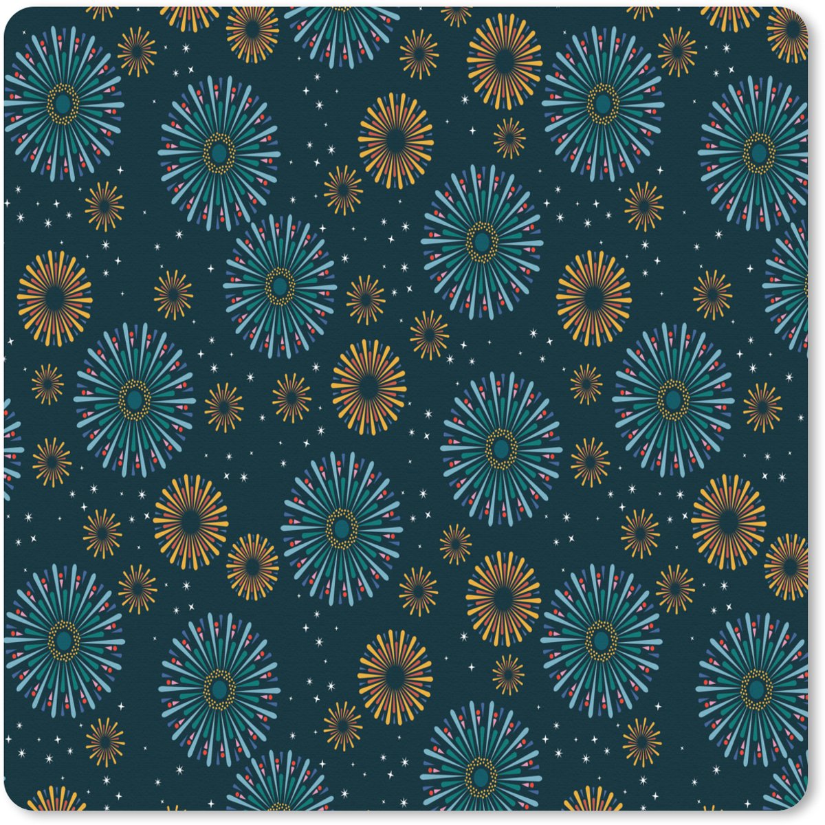 Muismat XXL 80x80 cm - Bureau onderlegger - Bureau mat Blauw - Patroon - Retro - Bureaumat - Gaming mousepad xl - Bureaulegger groot - Computer deskmat