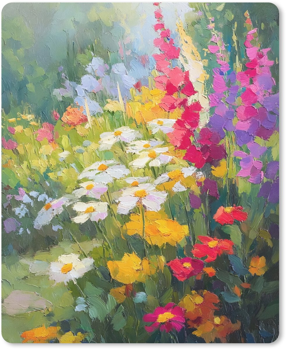 Muismat 19x23 cm - Mousepad Zomertuin - Sfeervol - Bloemen - Muismatten