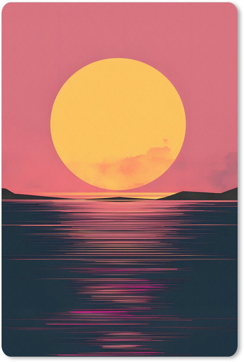 Muismat 18x27 cm - Mousepad Zon - Geel - Bergen - Water - Muismatten