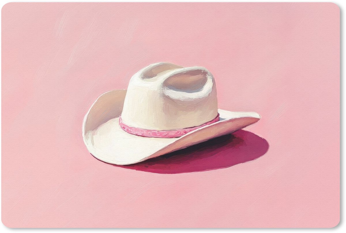 Muismat 27x18 cm - Mousepad Zomers - Hoed - Roze - Muismatten