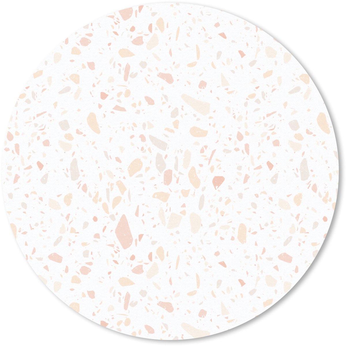 Muismat rond 50x50 cm - Mousepad Terrazzo - Patroon - Wit - Perzik - Ronde muismatten