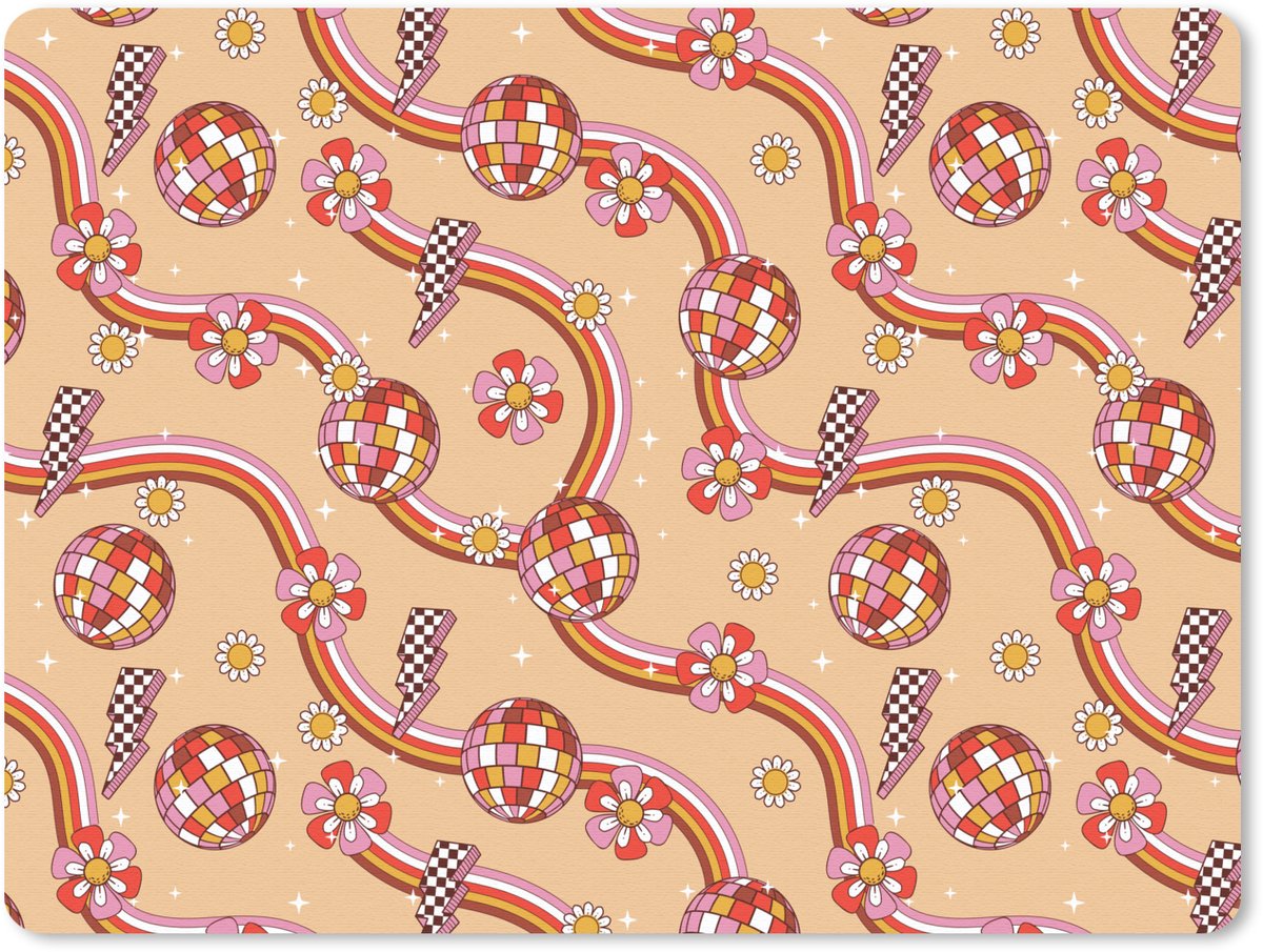 Muismat 23x19 cm - Mousepad Disco - Patroon - Lijnen - Muismatten