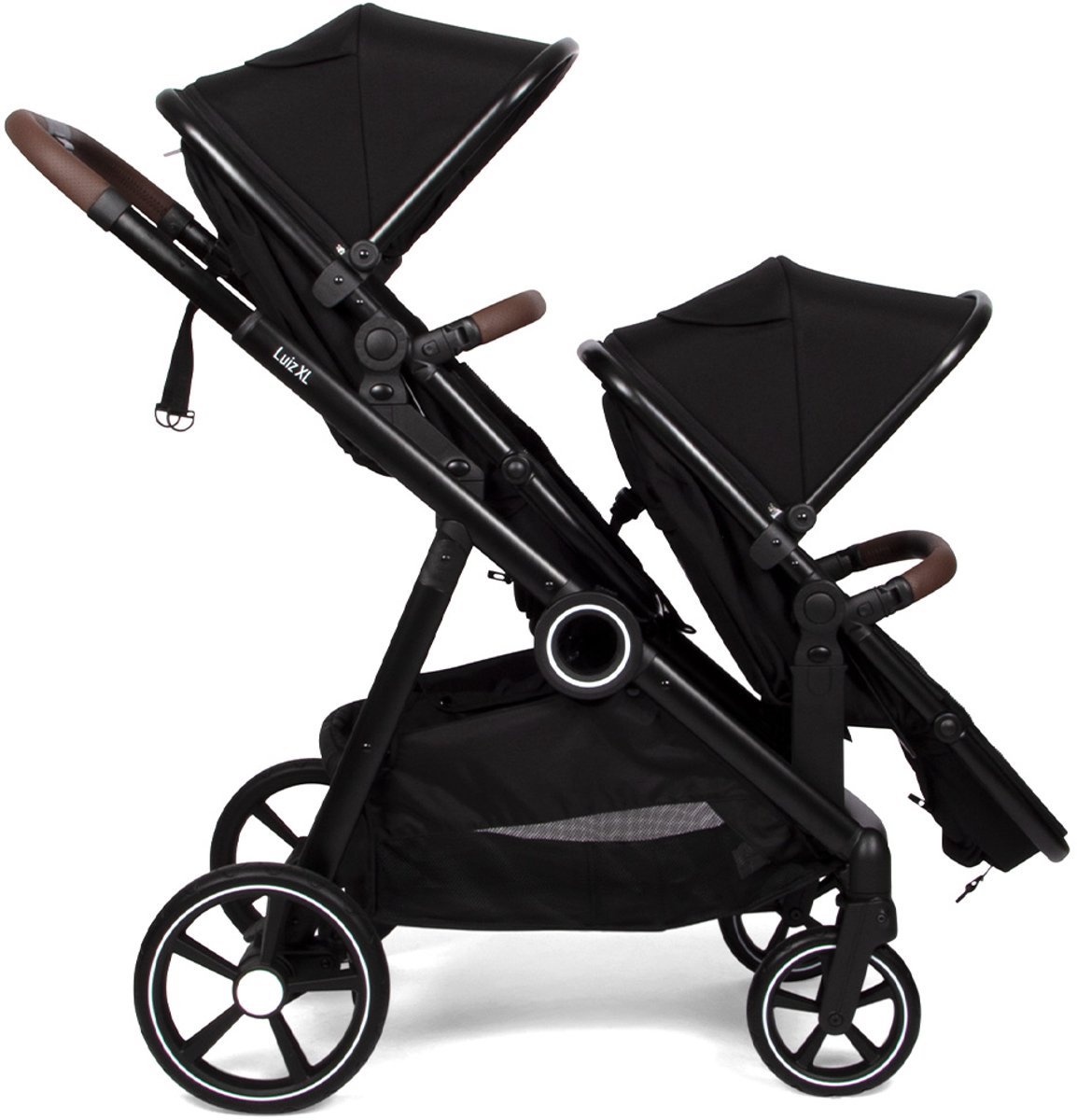 Baninni Luiz XL Duo Kinderwagen Zwart – Innovatieve Oplossing met Extra Ruime, Convertibele Zitjes van Geboorte tot 22 kg — afbeelding 7
