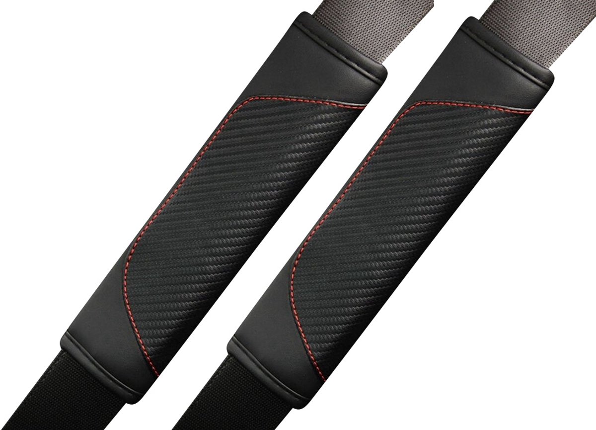 Gordelbeschermer - Set van 2 Gordelhoezen - Zwart Carbon Look - Gordelkussen - Kasey Products