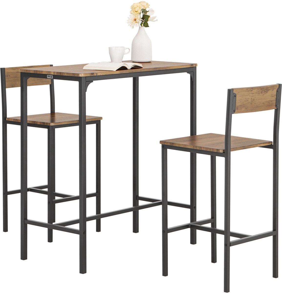 SoBuy OGT03-XL Bartafel - Wood Composite met Krukken & Metall