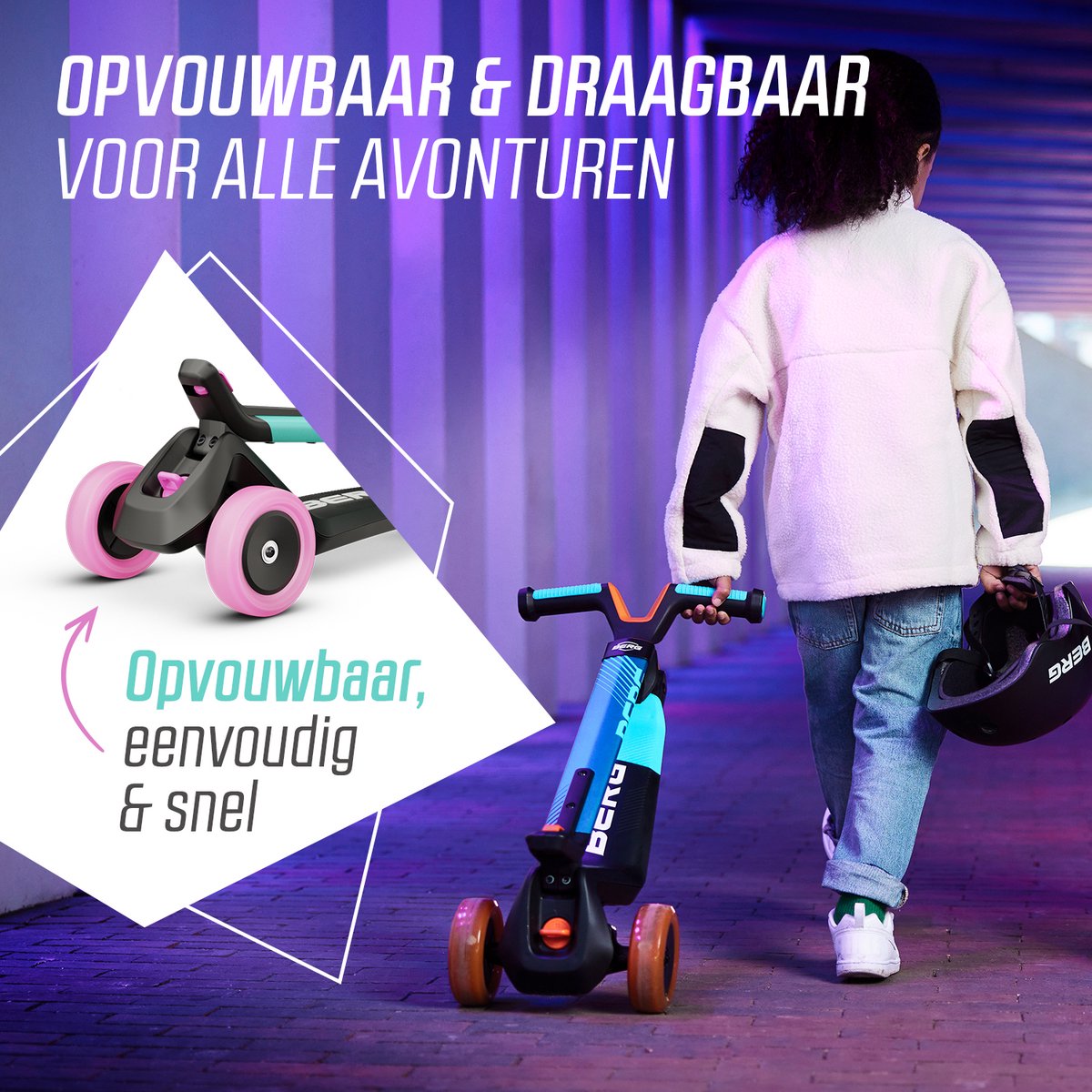 BERG Nexo Kinderstep - Step 3 wielen - Vanaf 2 jaar - Opvouwbaar - In hoogte verstelbaar - Mint — afbeelding 8