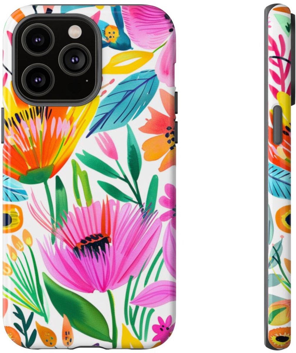 Vrolijk Waterverf Bloemenpatroon – Telefoonhoesje Geschikt voor iPhone 14 Pro Max