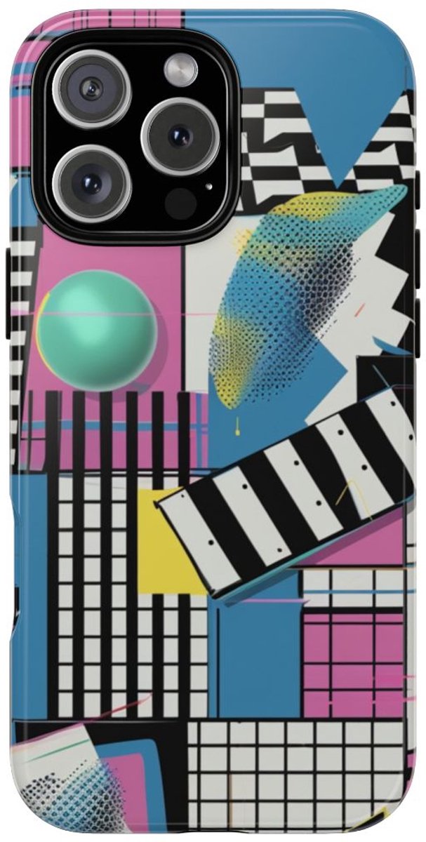 Kleurrijk Geometrisch Abstract Patroon – Telefoonhoesje Geschikt voor iPhone 16 Pro Max