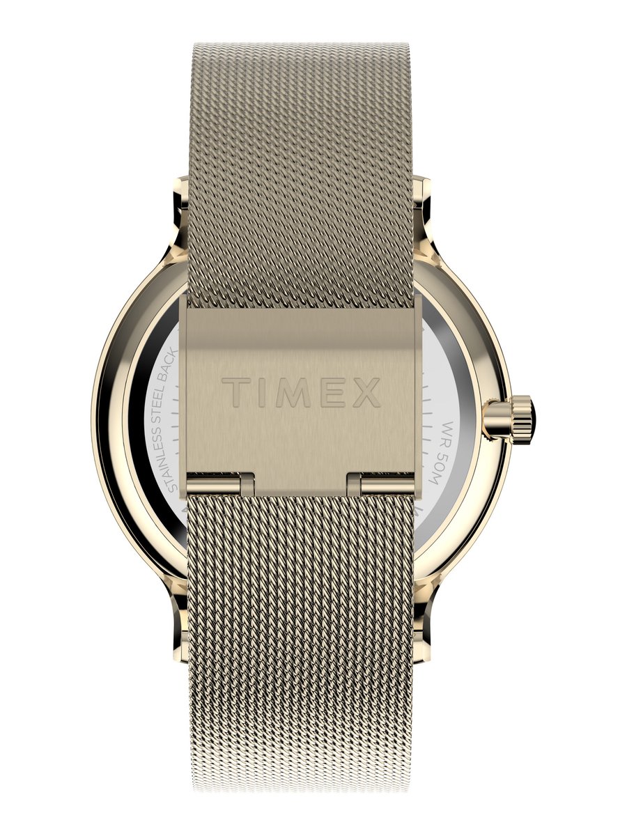 Timex Transcend Chronograph Watch Gouden Toon Case: 100% Low Lead Brass | Armband: 100% Mesh 38 mm TW2W20000AJ