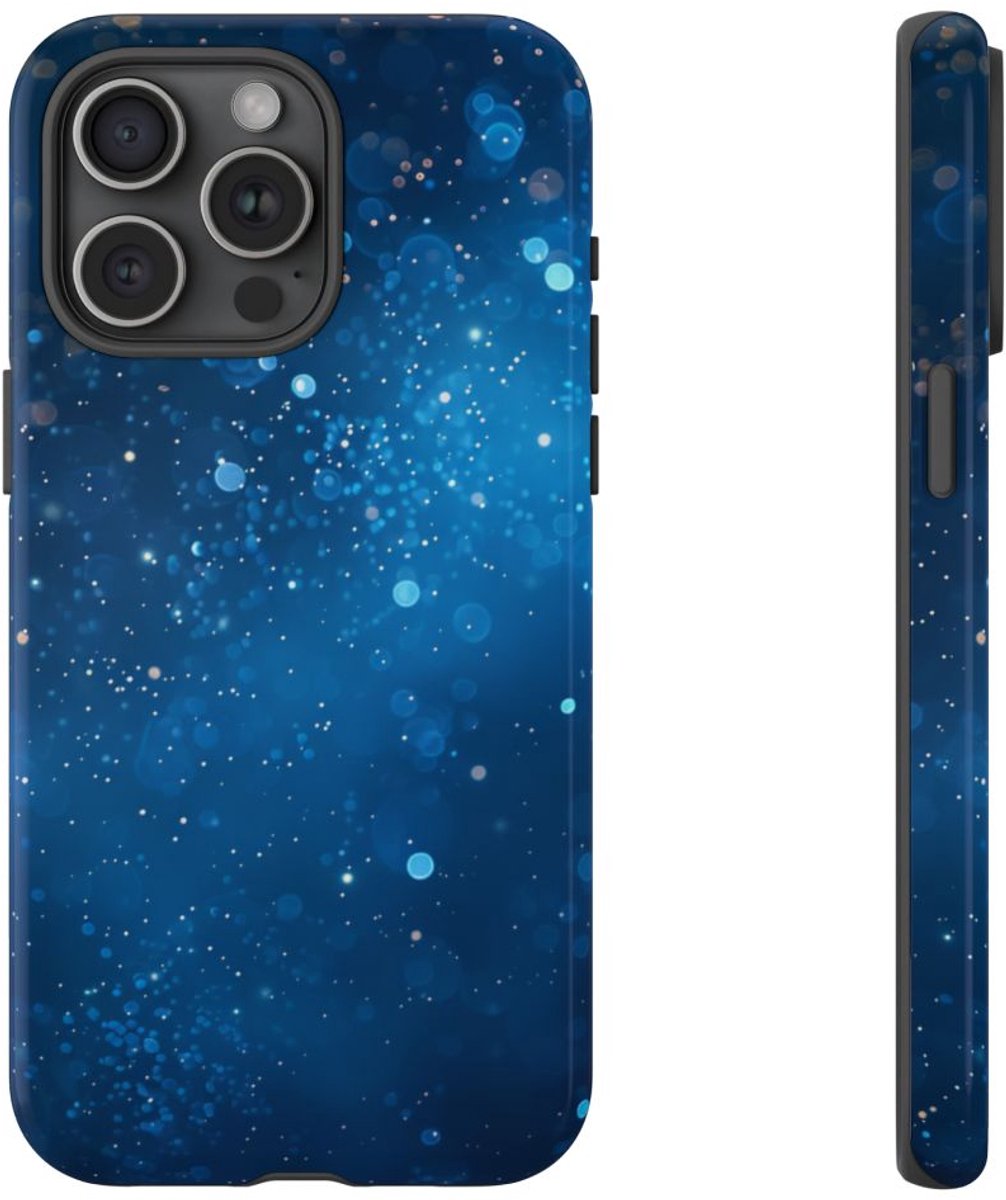 Diepblauwe Sprankelende Lichten – Telefoonhoesje Geschikt voor iPhone 15 Pro Max