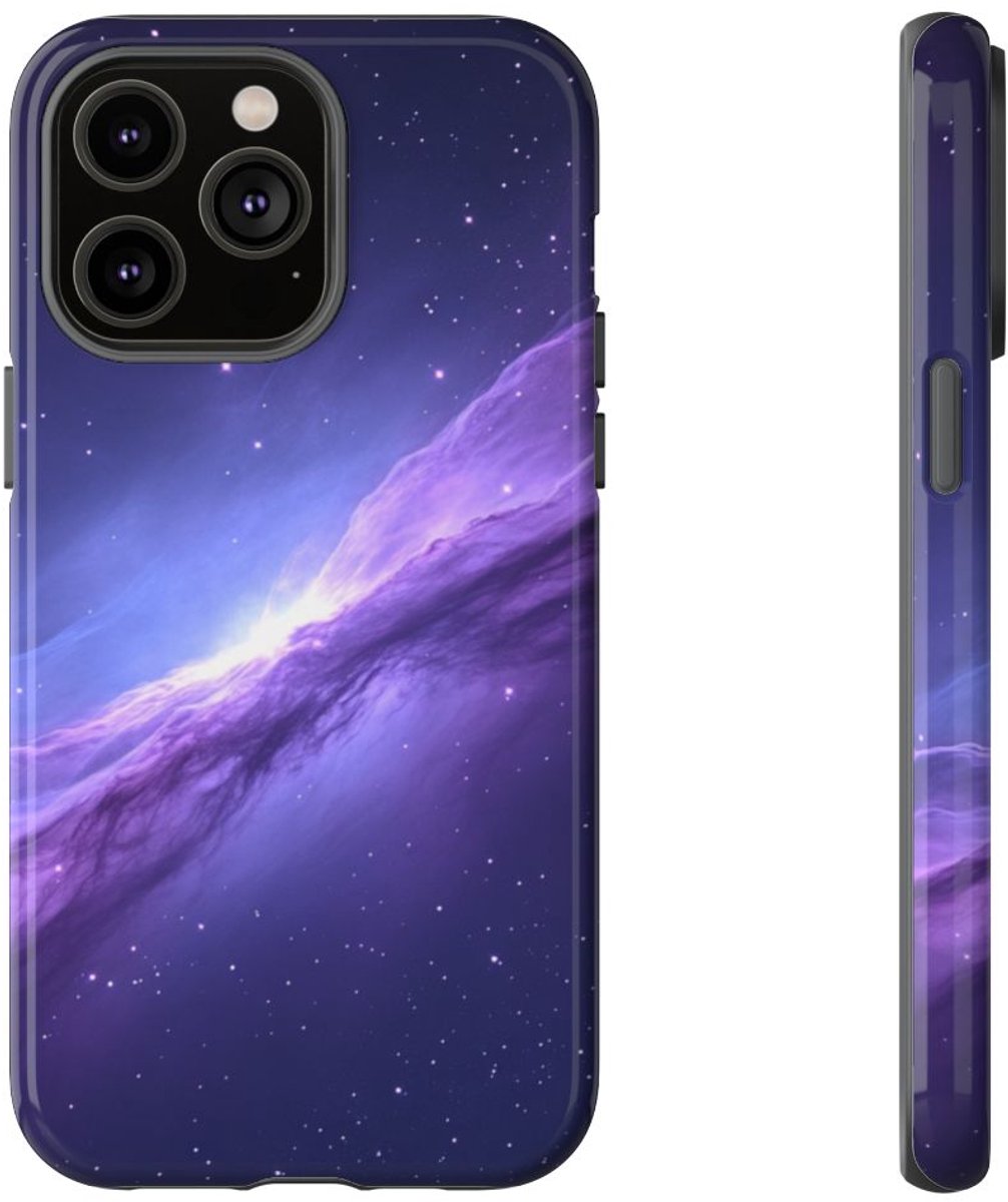 Paarse Kosmische Nevel met Sterrenhemel – Telefoonhoesje Geschikt voor iPhone 14 Pro Max