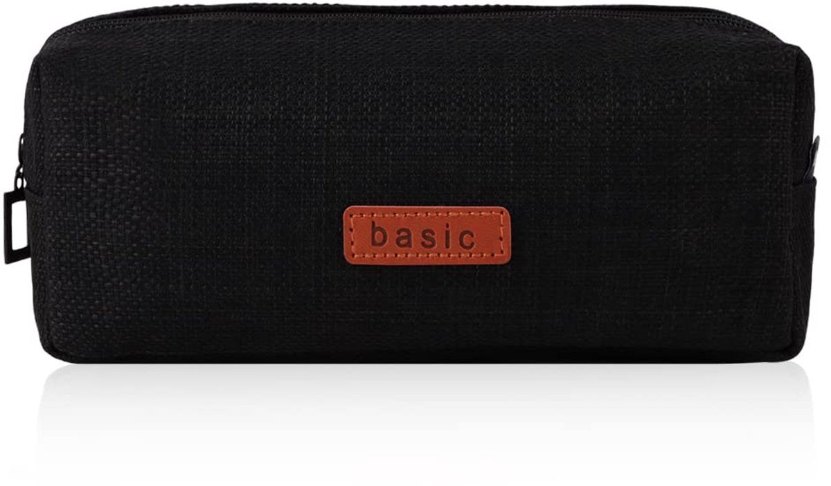 Linnen Etui - Pennen Organizer & Make-up Tasje - Unisex Zwart