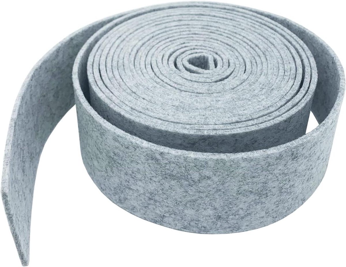 Allecto Plus - Viltrol 5 cm x 500 cm - polyester viltband voor opbergtas en decoratie - lichtgrijs - 3mm dik
