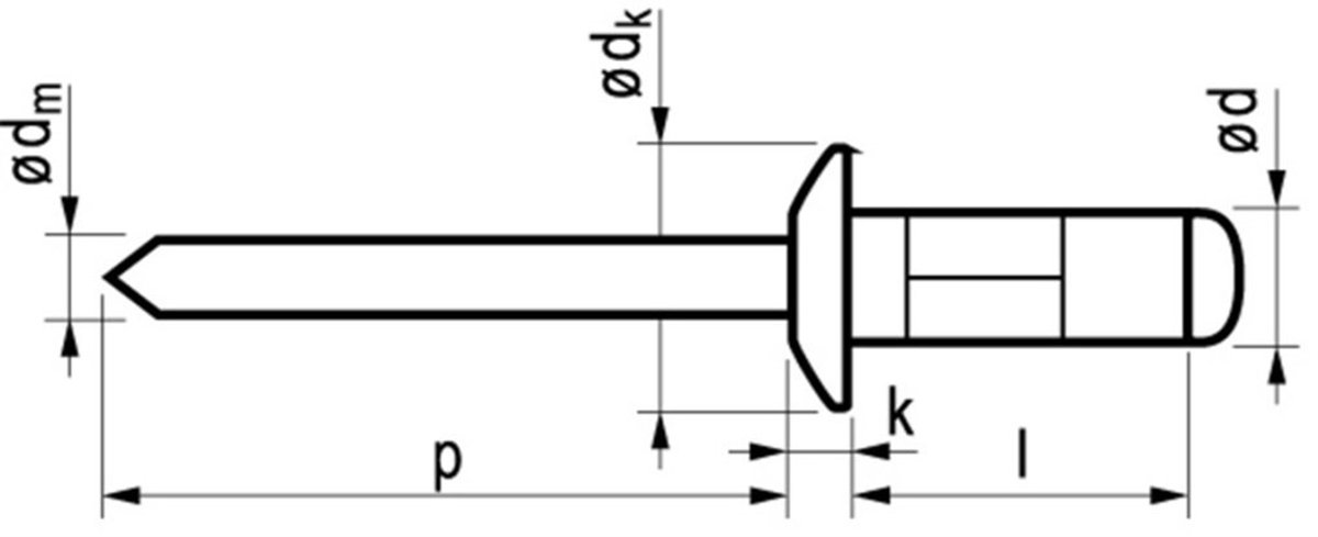 Masterfix blindklinknagel 4.0x14mm - platbolkop (Per 500 stuks)