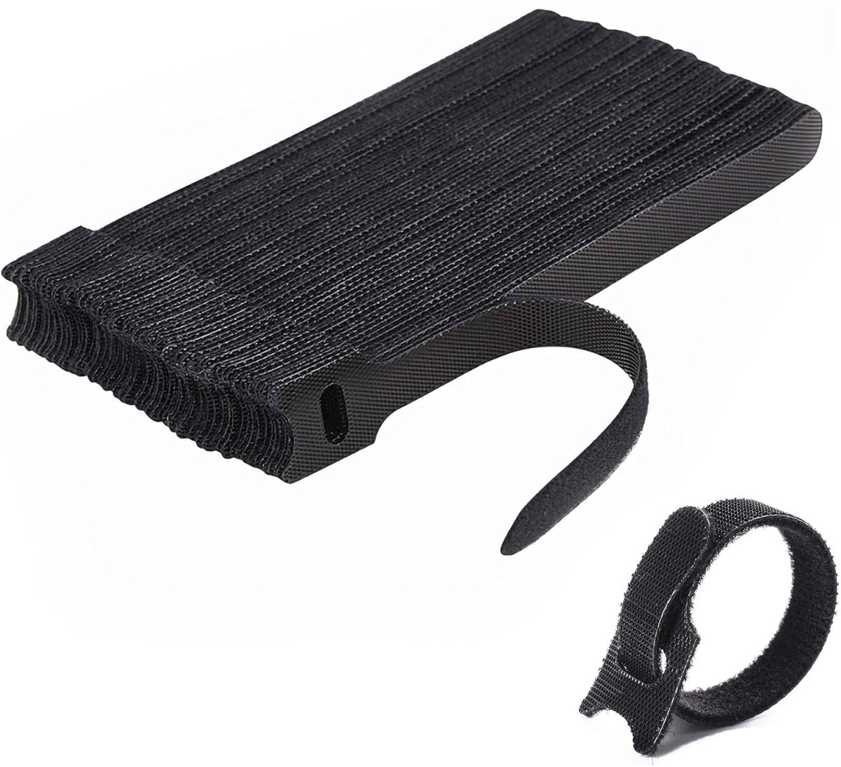 EXCITAT Klittenband kabelbinders - Hersluitbare kabelbinders - Zwarte kabeltape - Kabelbevestigingstape - Geschikt voor kabelbeheer, kabelorganizer - 50 stuks - 12*150mm