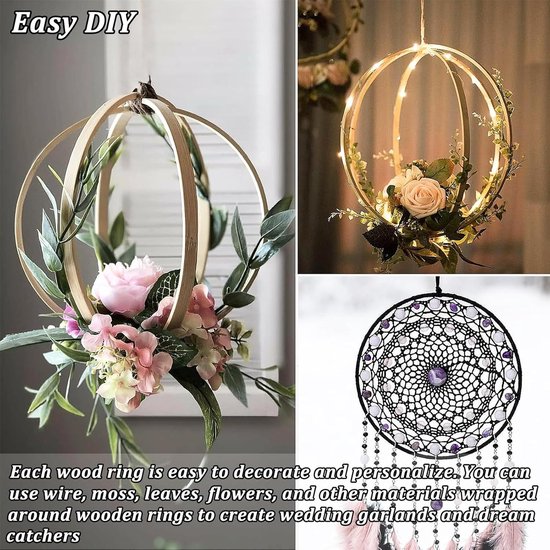 100 Stuks Houten Ringen - Onbehandeld, 5 Maten - Voor Macramé, Knutselen, Gordijnen - Natuurlijke DIY Accessoires 100 Stuks Houten Ringen - Onbehandeld, 5 Maten - Voor Macramé, Knutselen, Gordijnen - Natuurlijke DIY Accessoires